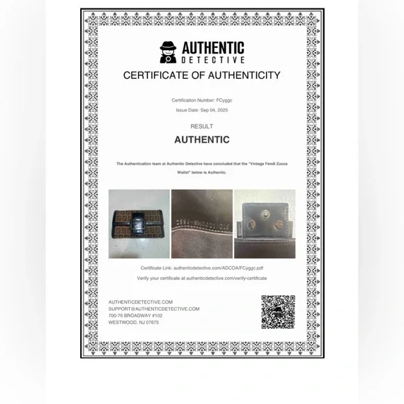 Fendi Vintage Zucca Canvas Baguette Wallet Brown Monogram with COA - Picture 10 of 10